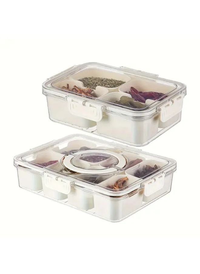 Milky White Plastic Storage Container With Lid Leak Proof Stackable Four Compartments For Kitchen Picnics Outdoor - Image 5